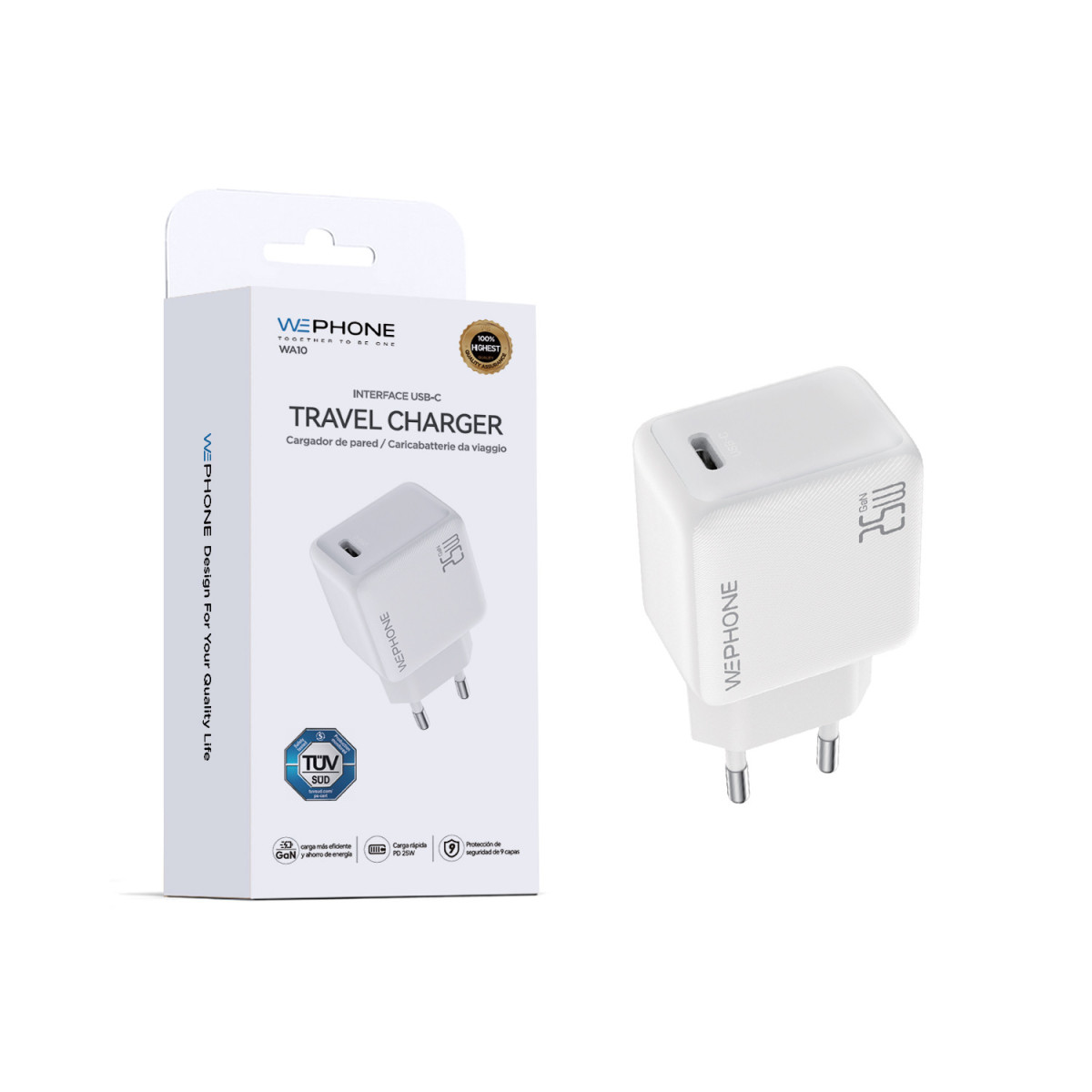 Cargador de Pared Wephone WA10 GaN 25W – USB-C...