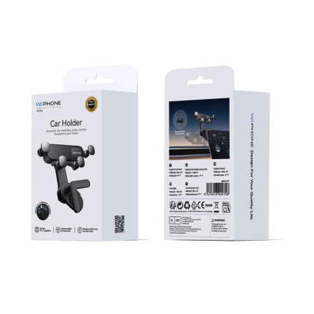 Soporte de Coche por Gravedad Wephone WC10 – Ajuste Automático,Sujeción en 5 Puntos,Negro