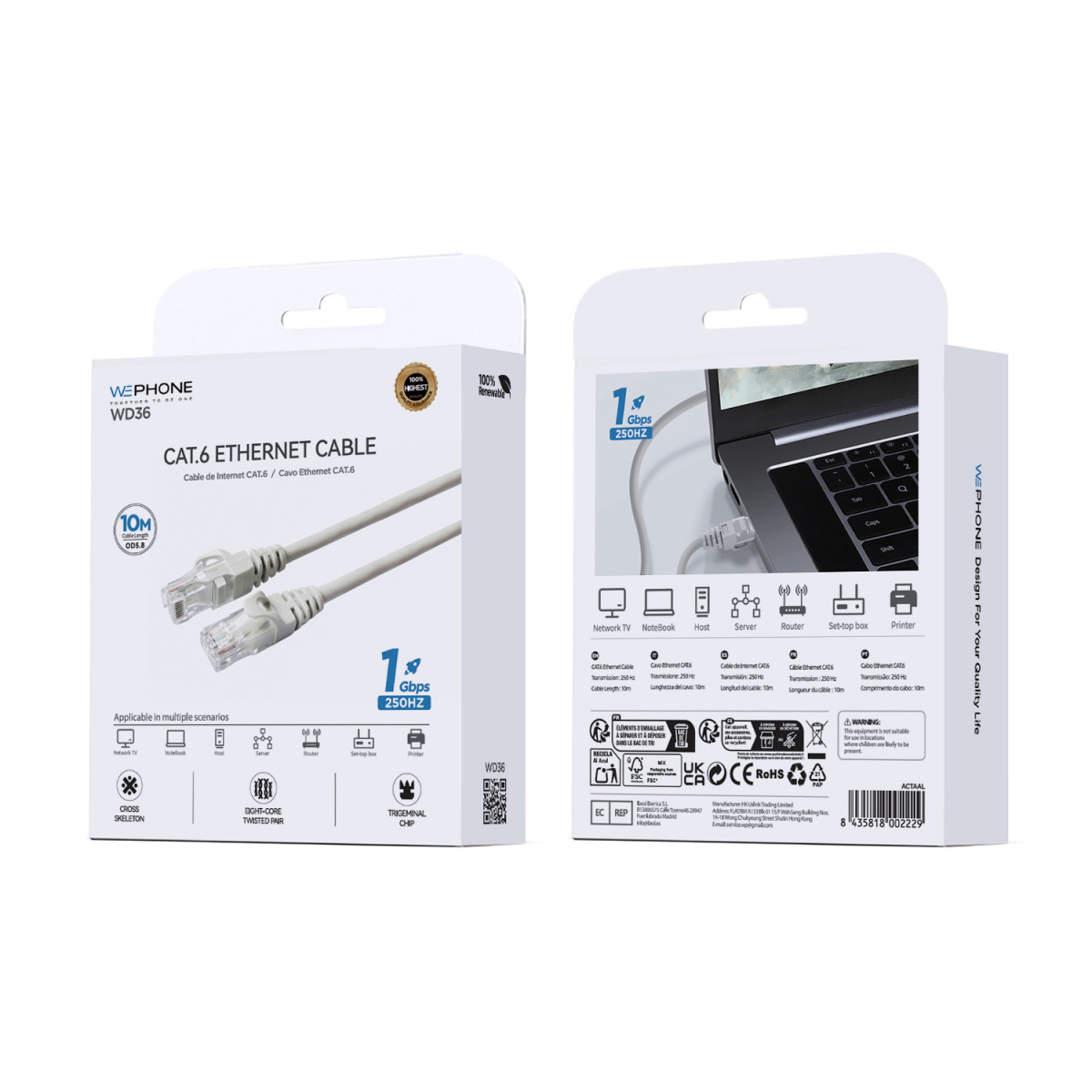 Cable de Red Ethernet Wephone WD36 Cat.6 – 10...