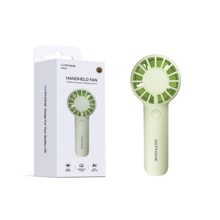 Mini Ventilador de Mano Recargable Wephone WN02 Verde – 3 Niveles,1200mAh y Ergonómico de Alto Rendimiento