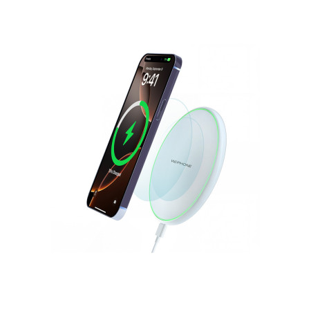 Cargador Inalámbrico Ultra Delgado Wephone WA34 – 15W Fast Charge con Luz Ambiental LED y Diseño Compacto