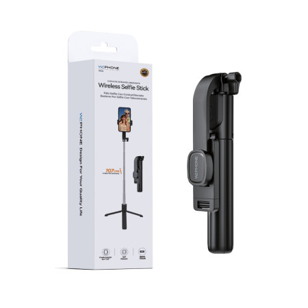 Trípode y Palo Selfie Bluetooth Wephone WC12 – Retráctil 107 cm,Control Remoto,Negro