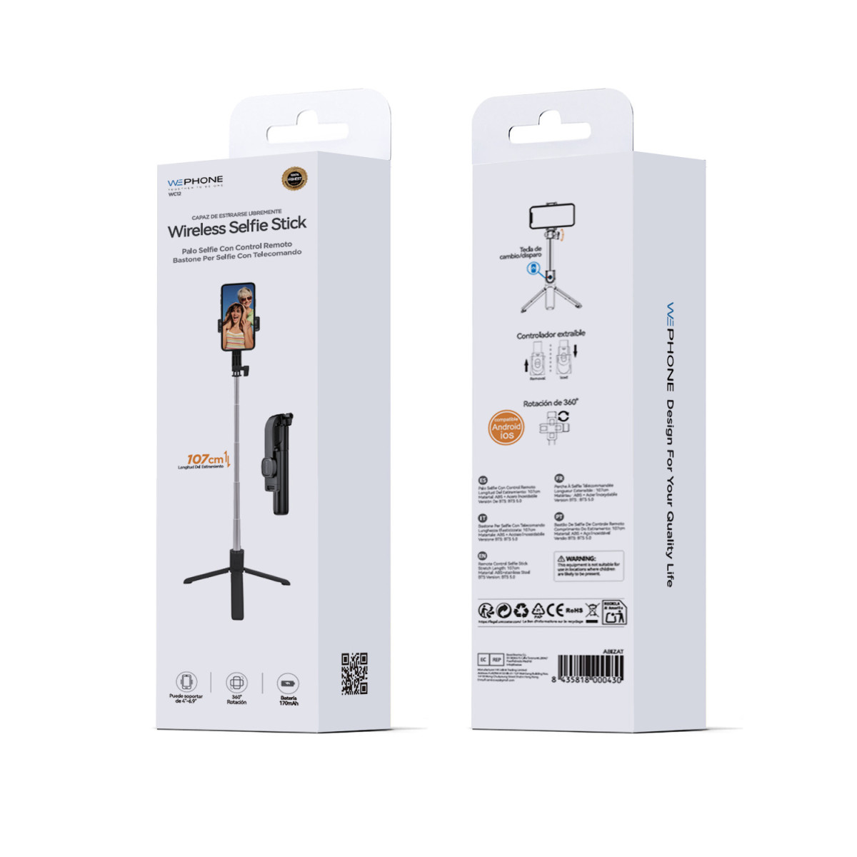 Trípode y Palo Selfie Bluetooth Wephone WC12 –...