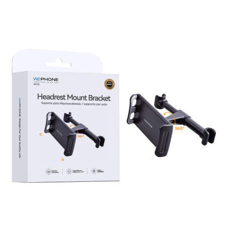 Soporte para Reposacabezas de Coche Wephone WC13 – Rotación 360°,Universal para Tablets y Móviles,Negro