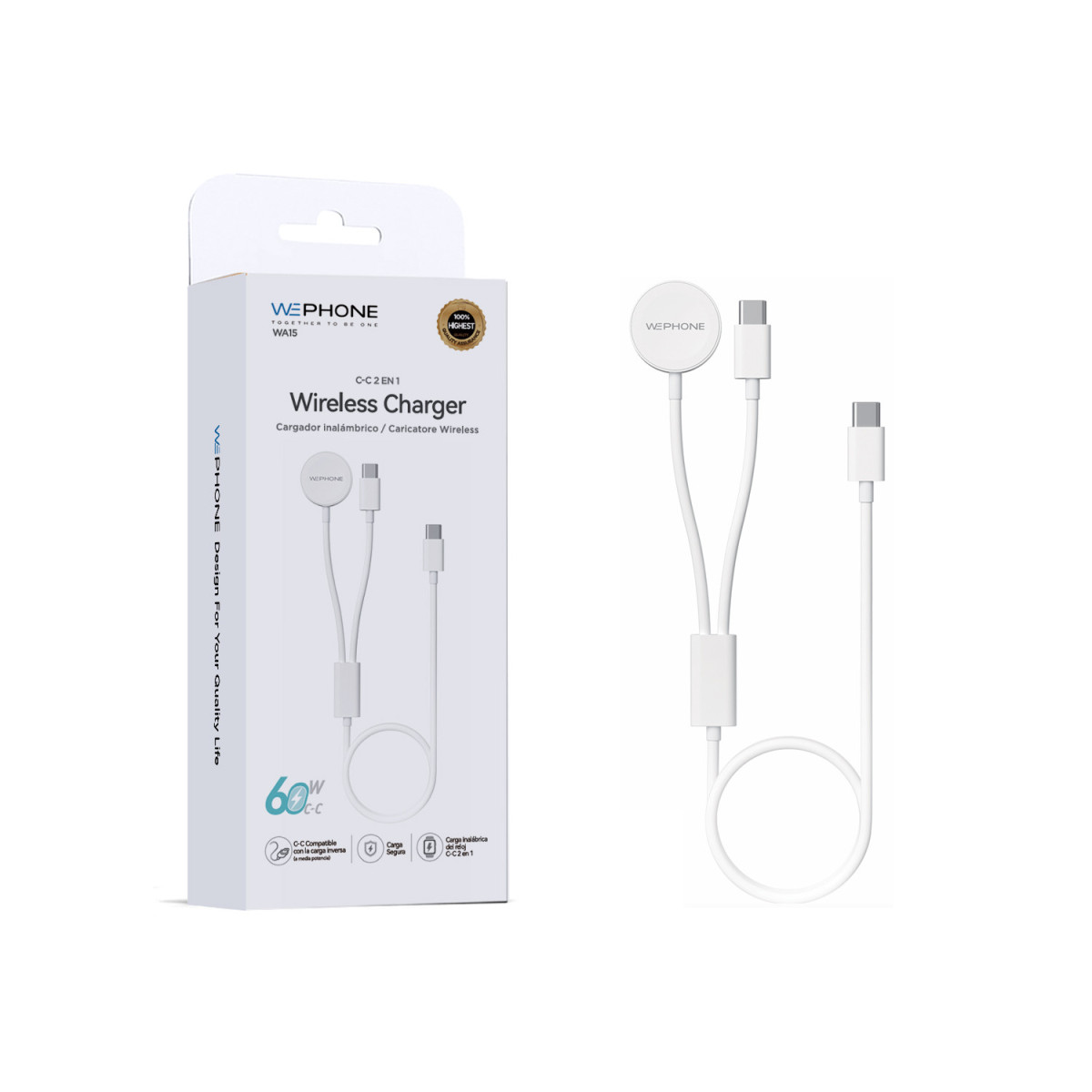 Cargador Inalámbrico Wephone WA15 2 en 1 –...