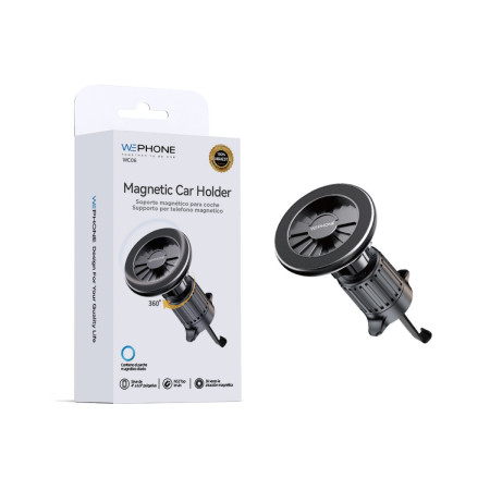 Soporte Magnético para Coche Wephone WC06 – Anclaje de Seguridad para Rejilla,Rotación 360°,Negro