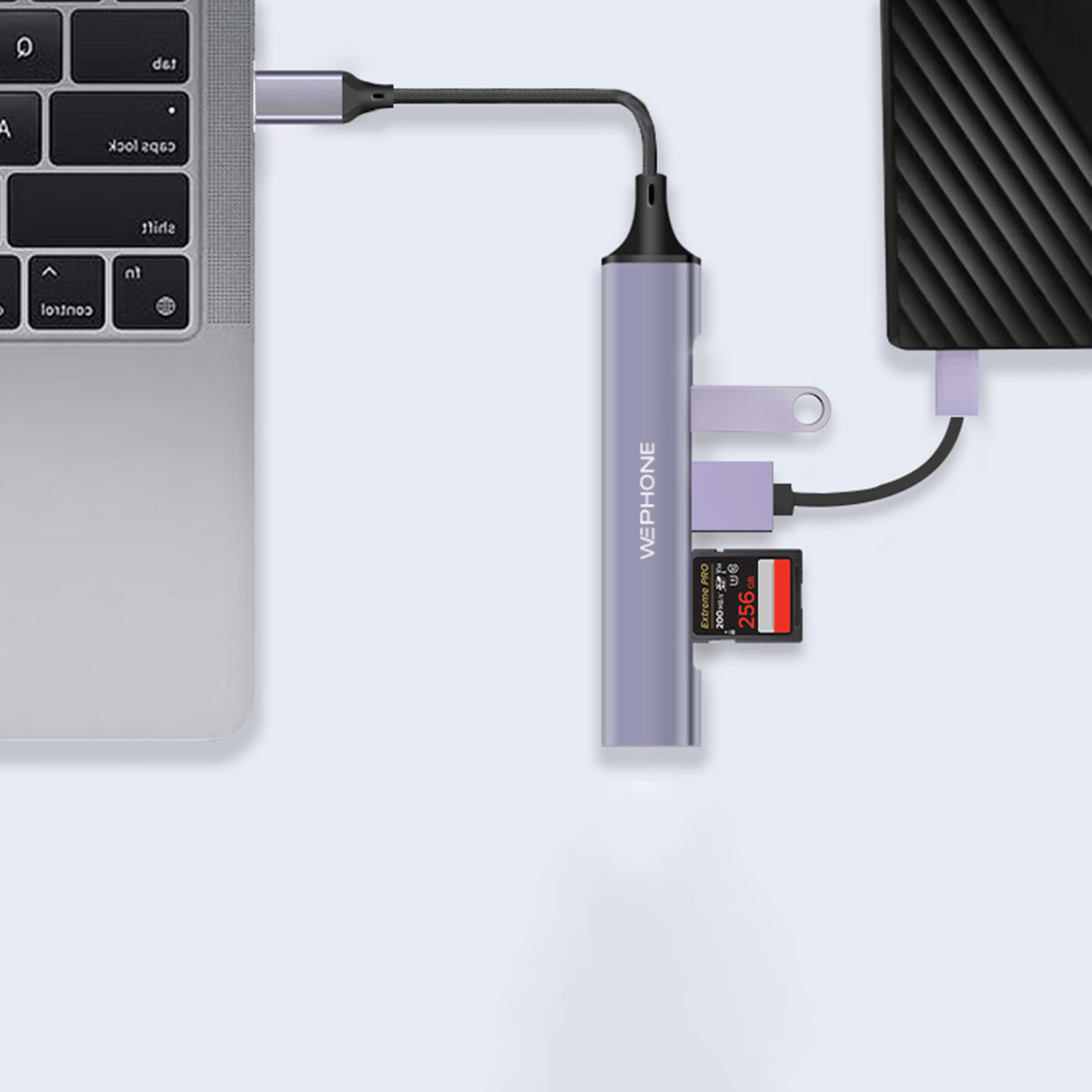 Hub Adaptador 5 en 1 Wephone WJ05 – USB-C a 3x...