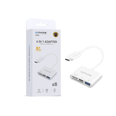 Adaptador Hub 4 en 1 Wephone WJ06 – USB-C a USB 3.0 (5Gbps) + Lector SD y TF
