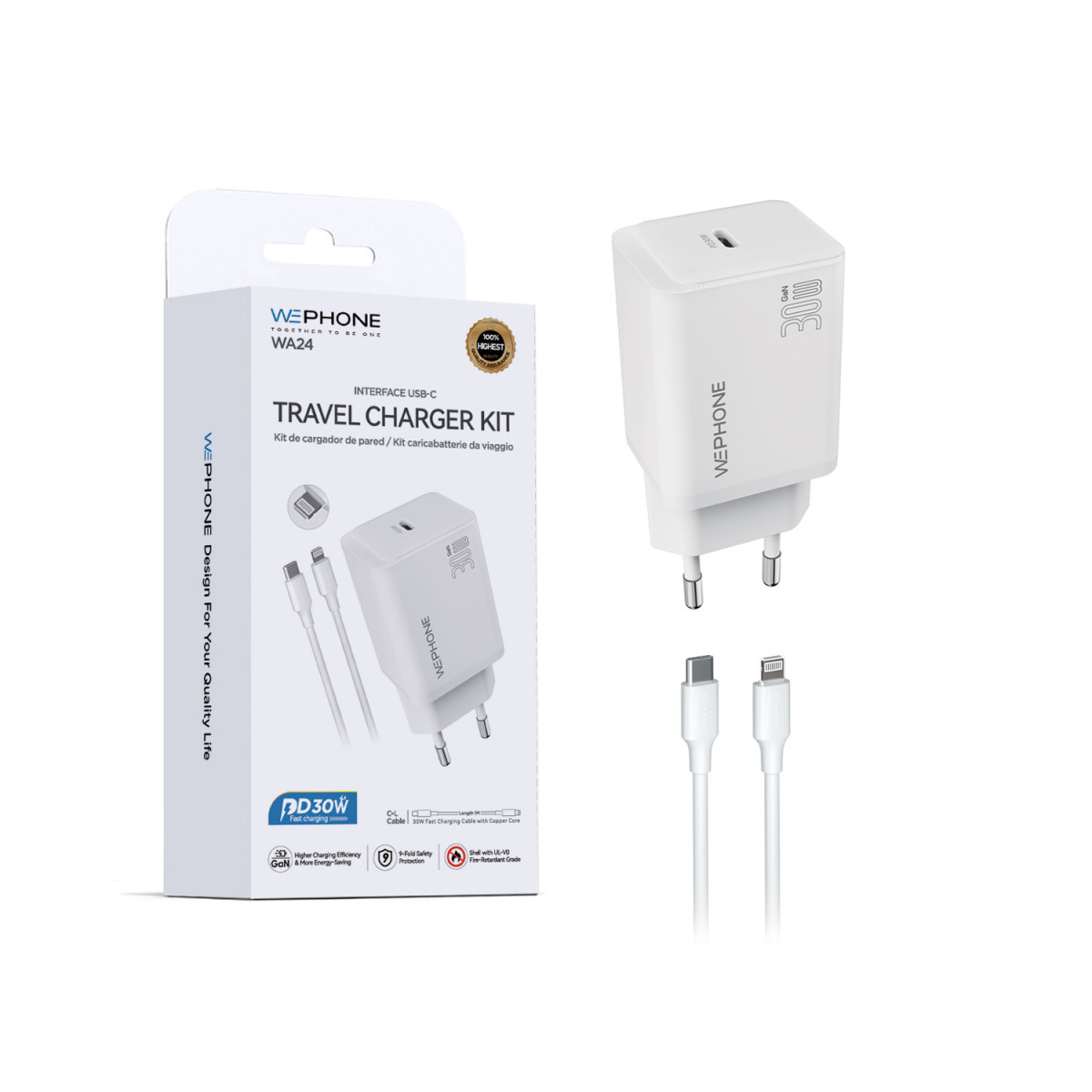 Cargador USB-C de 30W + Cable USB-C a Lightning...