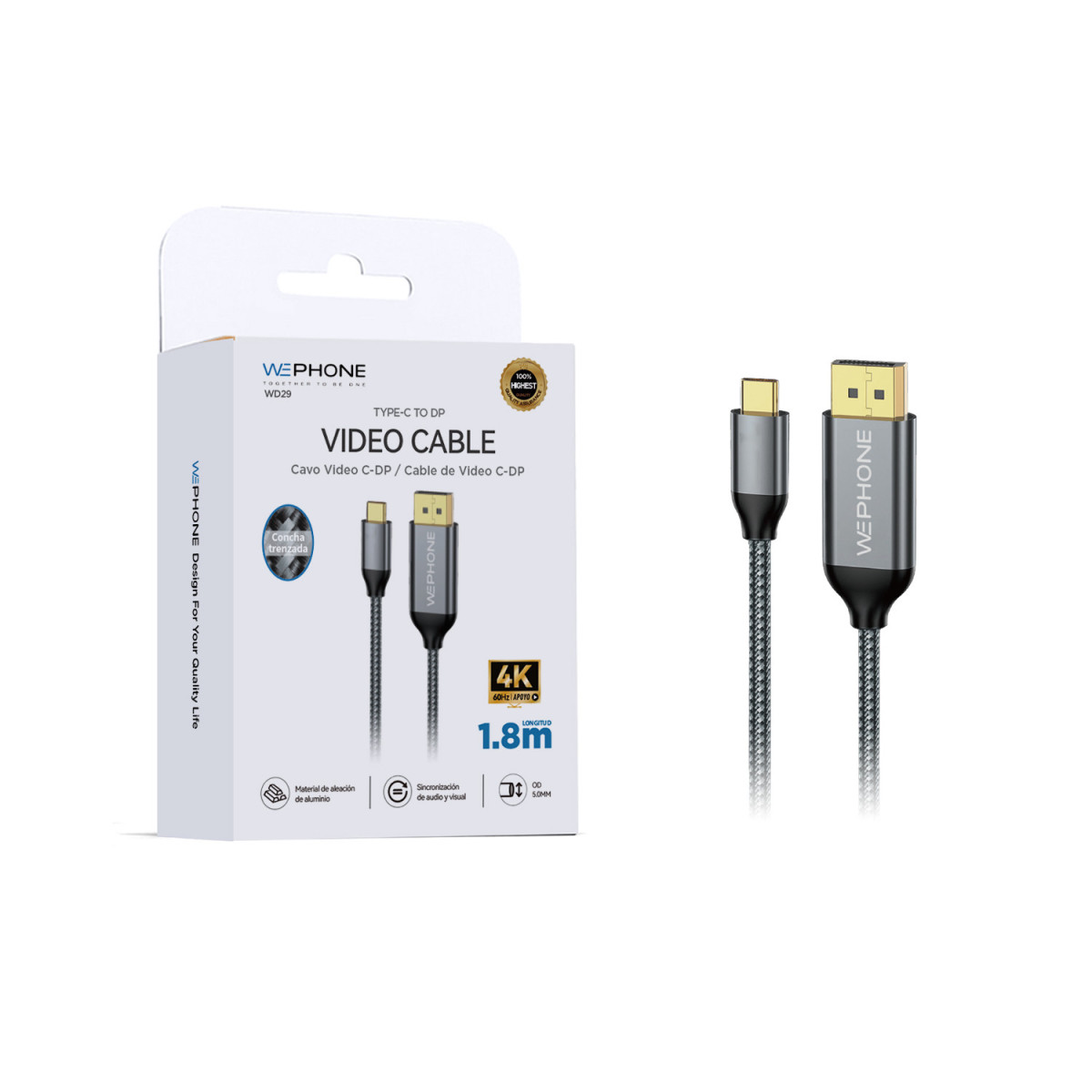 Cable Adaptador de Vídeo Wephone WD29 – USB-C a...