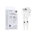 Kit Cargador de Pared Wephone WA12 GaN 30W Dual + Cable USB-C a USB-C 1m Blanco