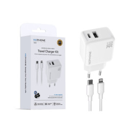 Kit Cargador de Pared Wephone WA13 GaN 30W Dual + Cable...