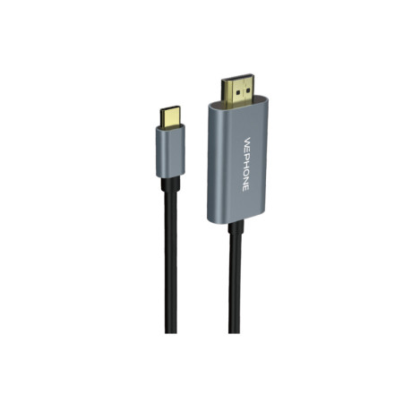 Cable Adaptador Wephone WG01 – USB Tipo-C a HDMI (1.8 m) con Resolución 4K UHD Gris Metalizado