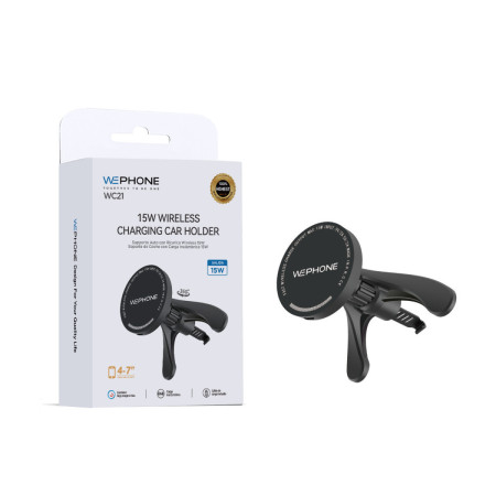 Soporte de Coche con Carga Inalámbrica Rápida 15W Wephone WC21 – Rejilla de Aire,Rotación 360°,Magnético