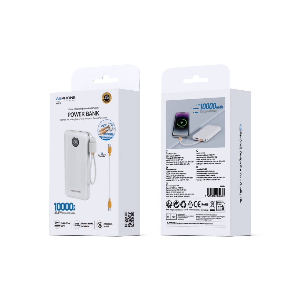 Power Bank Wephone WF02 10000mAh – Carga Súper...