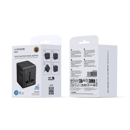 Adaptador de Viaje Universal Wephone WG11 – 1440W (6A) con Puertos USB-A y USB-C