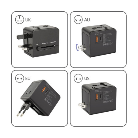 Adaptador de Viaje Universal Wephone WG11 – 1440W (6A) con Puertos USB-A y USB-C