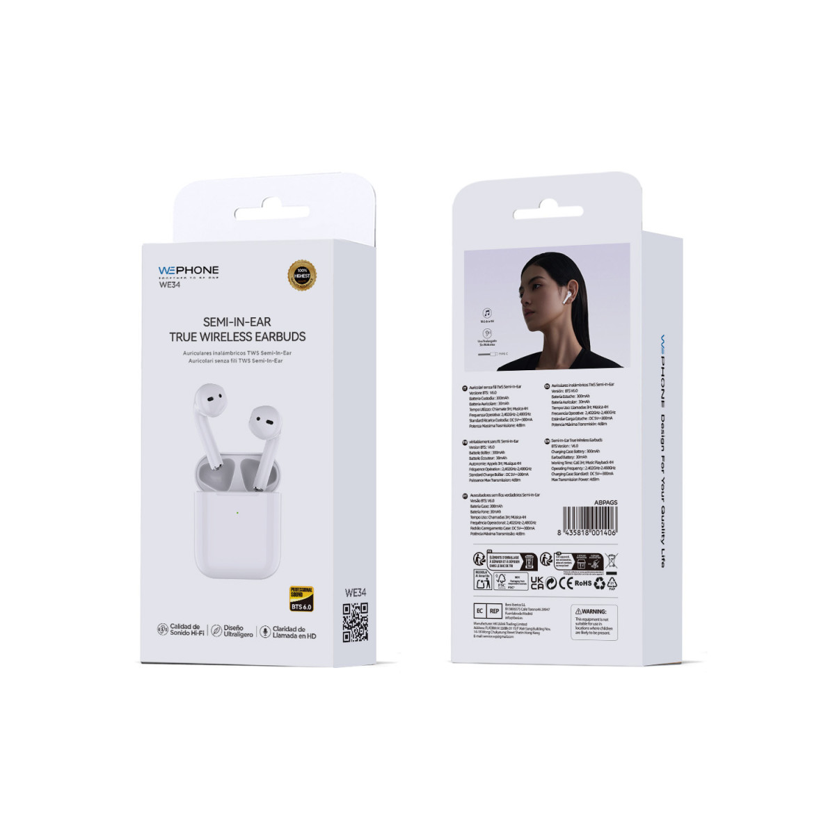 Auriculares Inalámbricos Wephone WE34...