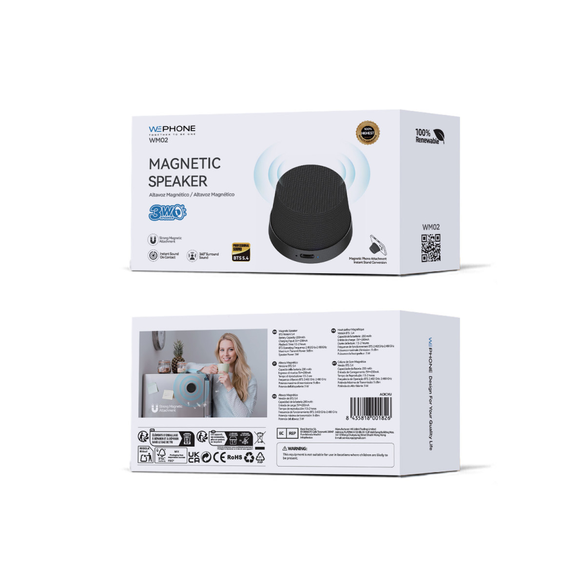 Mini Altavoz Bluetooth Magnético WM02 -...