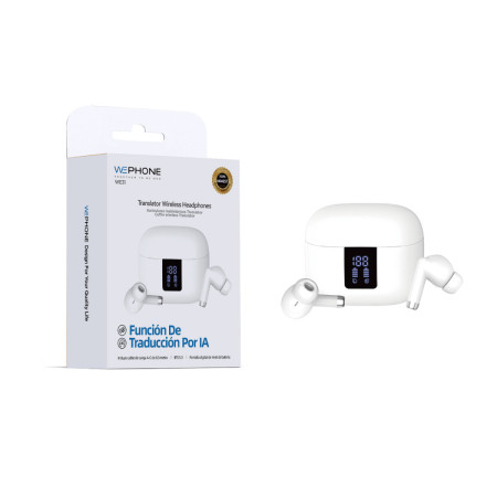 Auriculares Inalámbricos Wephone WE31 con Traducción por IA – Bluetooth 5.3 Blanco