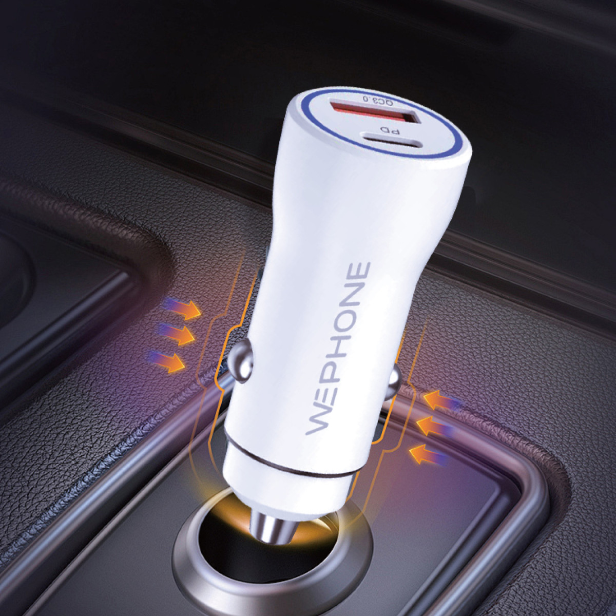 Cargador de Coche Wephone WB01 Dual – USB-C PD...