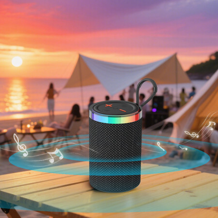 Altavoz Inalámbrico WM05 - Revestimiento de Tela con Anillo RGB y Sonido 5W