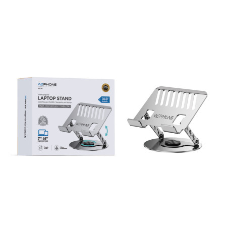 Soporte Metálico para Portátil Wephone WC16 – Elevador Ergonómico,Base Giratoria 360°,Plata