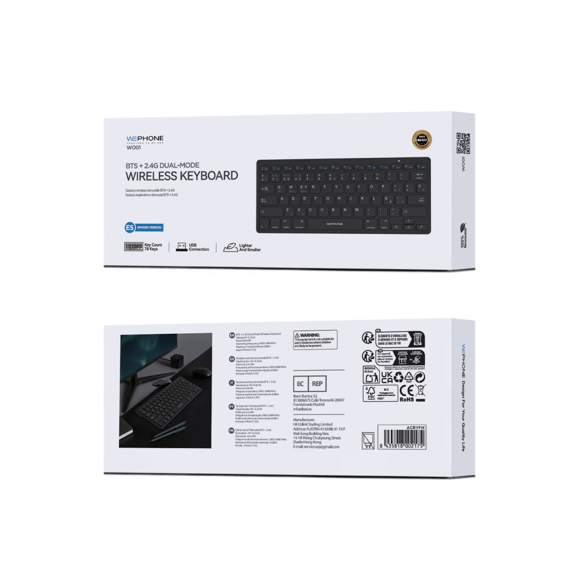 Teclado Inalámbrico Wephone WO01 Dual Mode –...