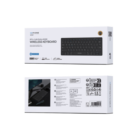 Teclado Inalámbrico Wephone WO01 Dual Mode – Bluetooth + 2.4G,78 Teclas,Diseño Ultra Slim