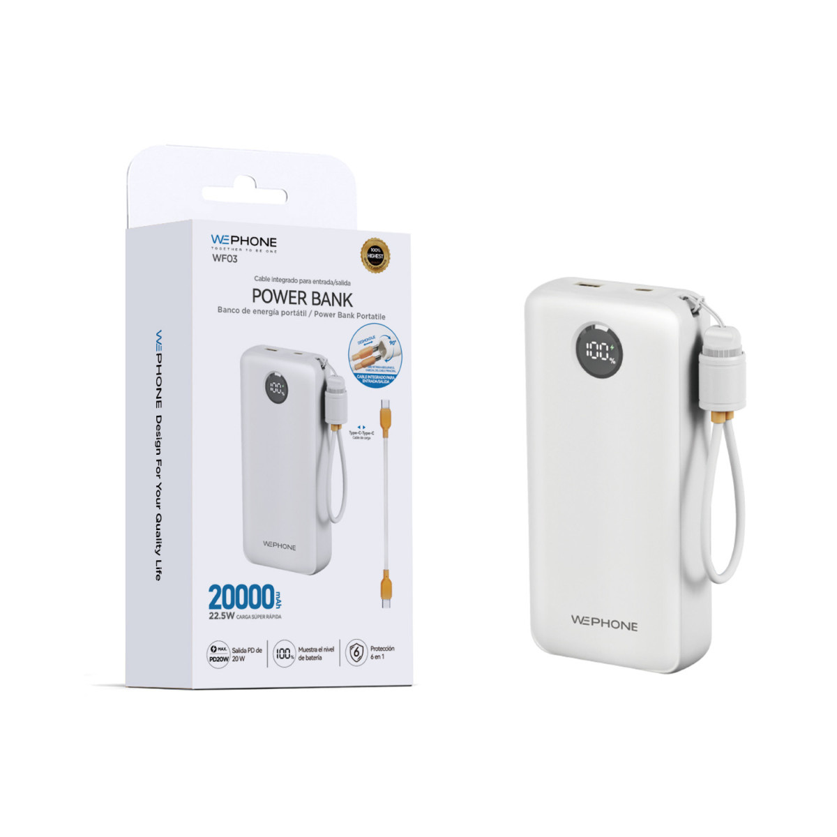 Power Bank Wephone WF03 20000mAh – Carga Súper...