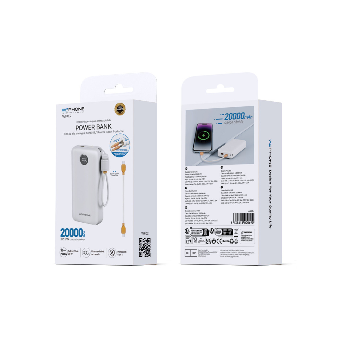 Power Bank Wephone WF03 20000mAh – Carga Súper...