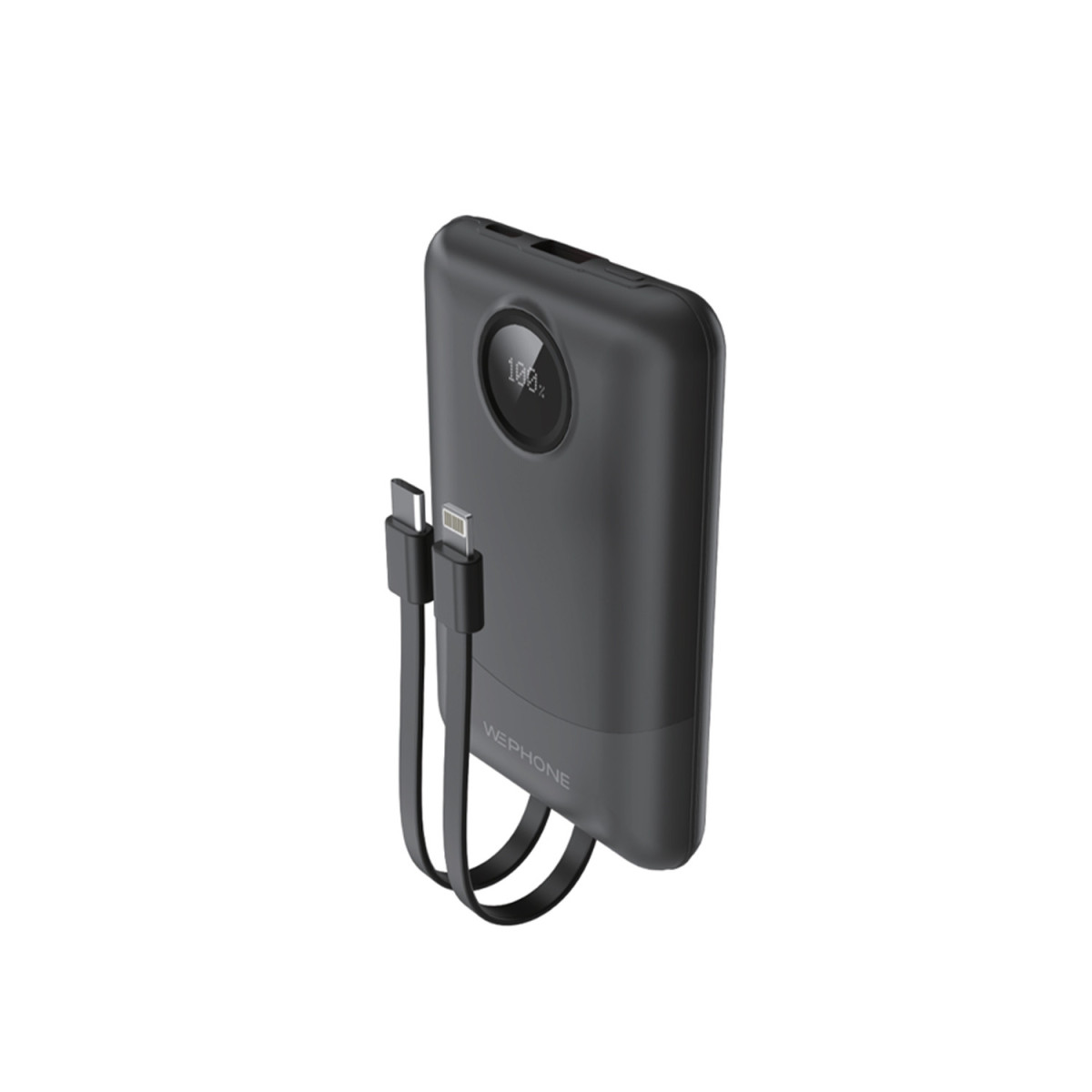 Power Bank Wephone GN108X-1 10000mAh – Carga Rápida 22.5W,Display LED y Cables Integrados (Lightning/Tipo-C)