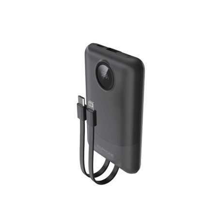 Power Bank Wephone GN108X-1 10000mAh – Carga Rápida 22.5W,Display LED y Cables Integrados (Lightning/Tipo-C)