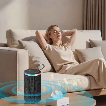 Altavoz Inalámbrico WM04 - Revestimiento de Tela con Luces RGB y 10W de Potencia