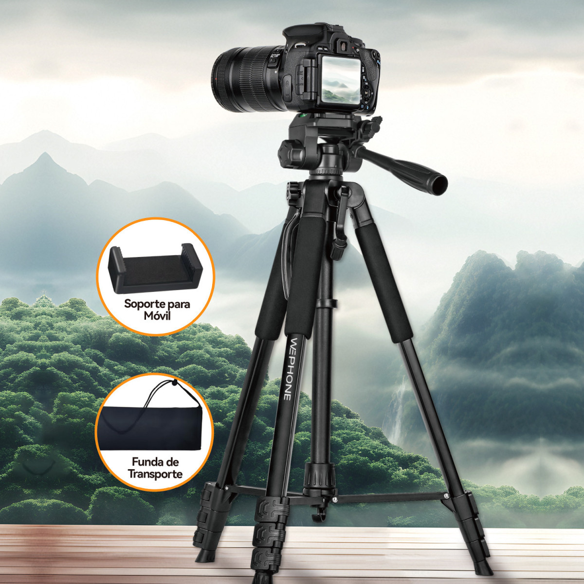 Trípode Profesional Wephone WC18 – 1,78 m –...