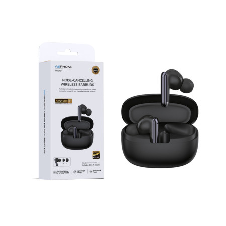 Auriculares TWS Wephone WE40 con Cancelación de Ruido Activa ANC+ENC – Bluetooth 6.0,Diseño Ultraligero,Negro