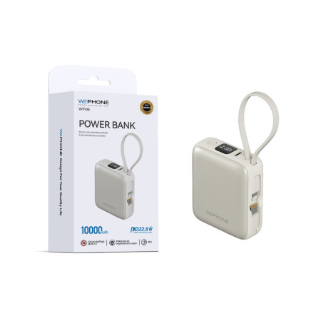 Power Bank Mini Wephone WF06 10000mAh – Carga Rápida 22.5W con Cables Integrados