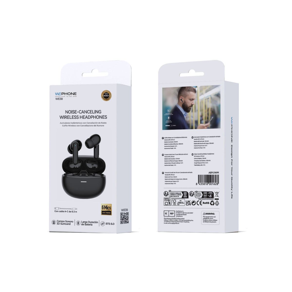Auriculares TWS Wephone WE38 con Cancelación de...