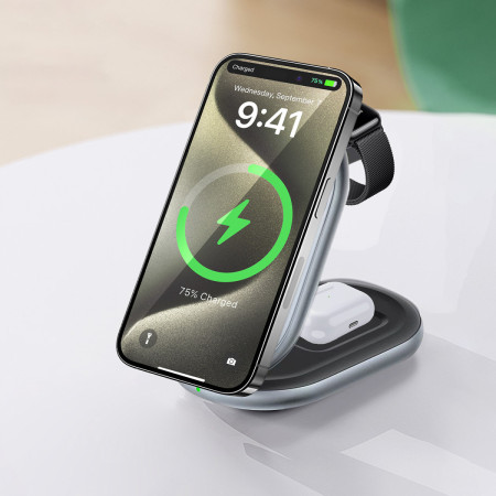 Cargador Inalámbrico 3 en 1 Plegable Wephone WA32 – Certificación Qi2,20W y Carga Rápida Magnética