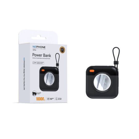 Power Bank Magnética Mini Wephone WF04 10000mAh – Carga Rápida 22.5W Negra