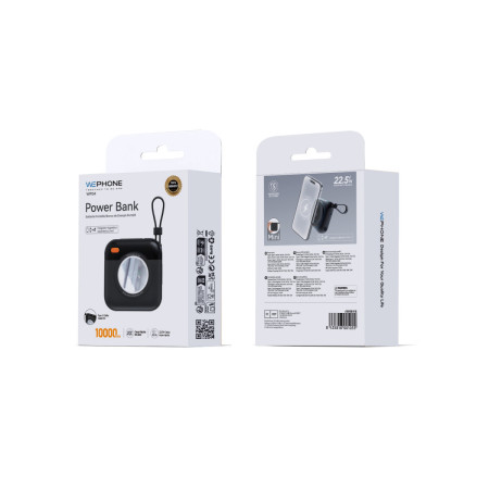 Power Bank Magnética Mini Wephone WF04 10000mAh – Carga Rápida 22.5W Negra