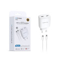 Kit Cargador de Pared Wephone WA33 GaN 45W Doble USB-C + Cable USB-C a USB-C 1m Blanco