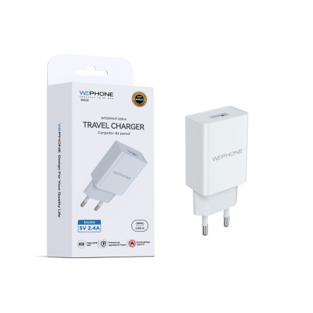 Cargador de Pared Wephone WA01 USB-A 12W – Carga Rápida 2.4A Blanco