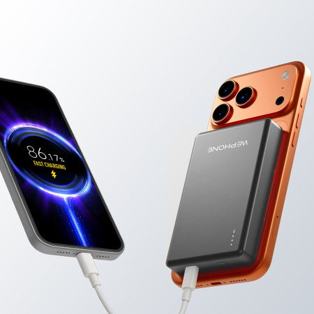 Power Bank Magnético Wephone WF11 10000mAh – Cuerpo de Metal,Carga Inalámbrica 15W y Salida PD 20W - Negro