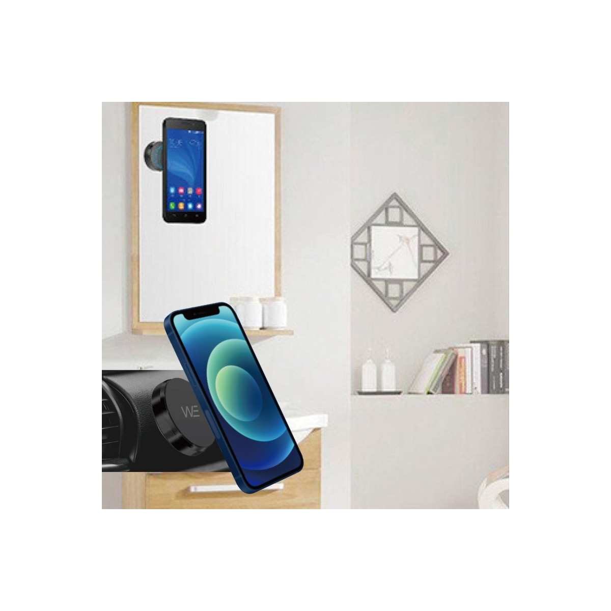 Soporte Magnético Adhesivo Wephone WC03 – Aleación de Aluminio,Compacto,Negro
