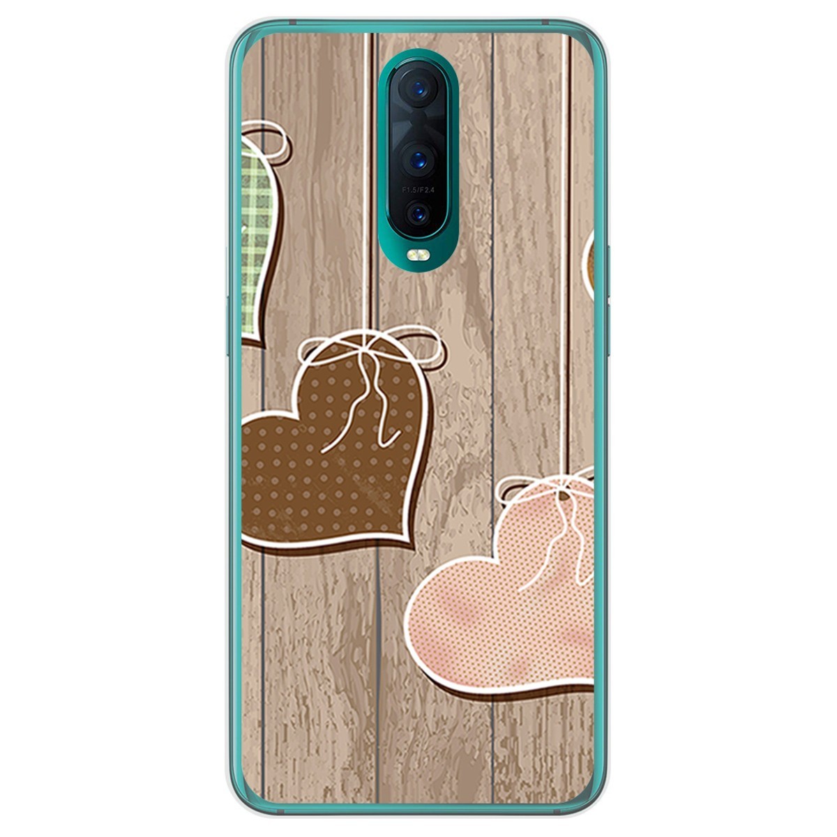 Funda Gel Tpu para Oppo RX17 Pro diseño Corazones Madera Dibujos