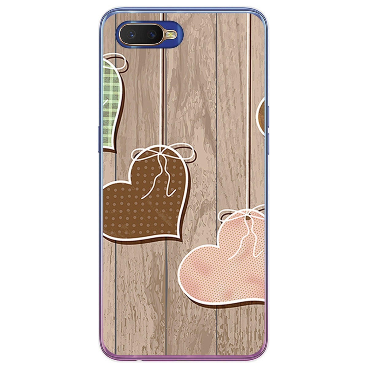 Funda Gel Tpu para Oppo RX17 Neo diseño Corazones Madera Dibujos