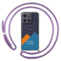 Personaliza tu Funda Colgante Transparente para Motorola Moto g17 / g17 Power 4G con Cordon Morado Dibujo Personalizada