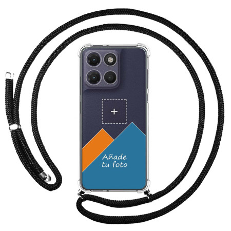 Personaliza tu Funda Colgante Transparente para Motorola Moto g17 / g17 Power 4G con Cordon Negro Dibujo Personalizada