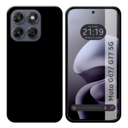 Funda Silicona Gel TPU Negra para Motorola Moto g67 / g77 5G